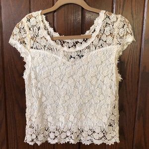 FANNY- IVORY LACE LINED TOP. FITS SM, MED OR LG.